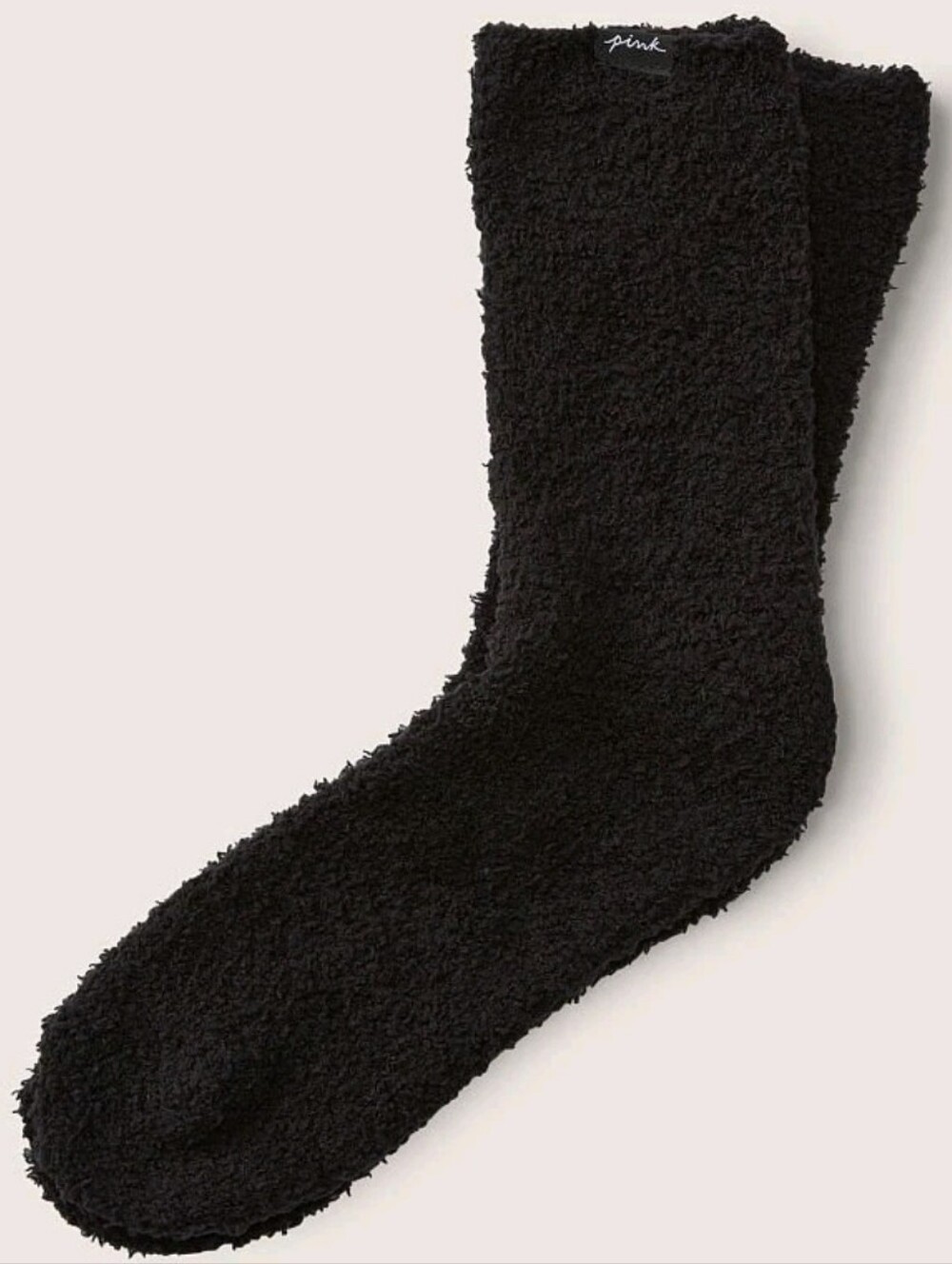 PINK Cozy Black Fuzzy Socks